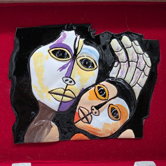 Oswaldo Guayasamin Ecuadorian Artist Mother & Child Enamel on Metal Artwork - Picture 1 of 9